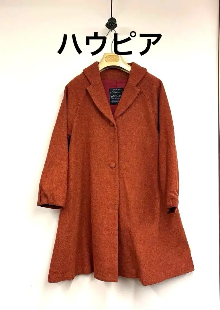 ほぼ未使用！ハウピア刺繍入りホワイトリネンロングコート サイズ38 セール】ノーカラーオーバーサイズケープロングコート（ノー