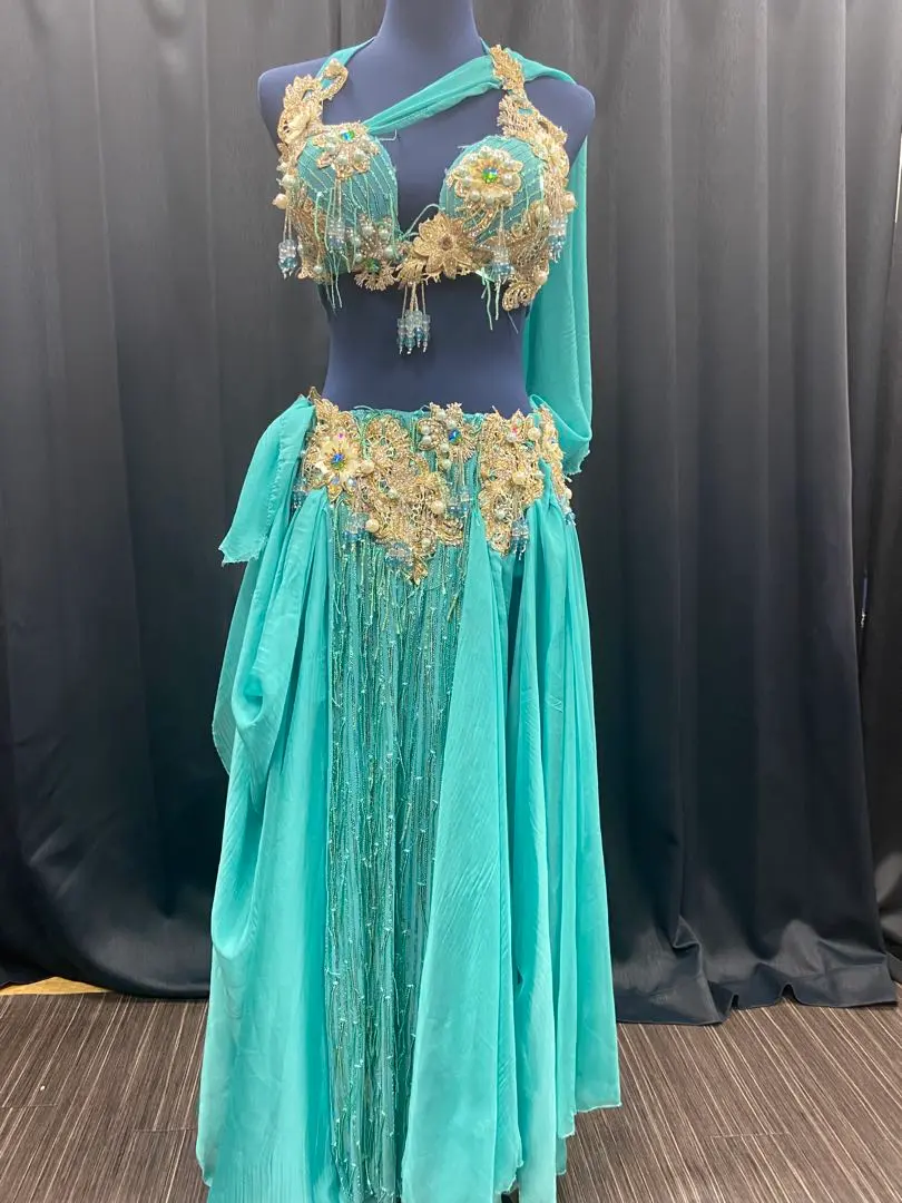 Thumbnail of Belly dance costume, emerald green