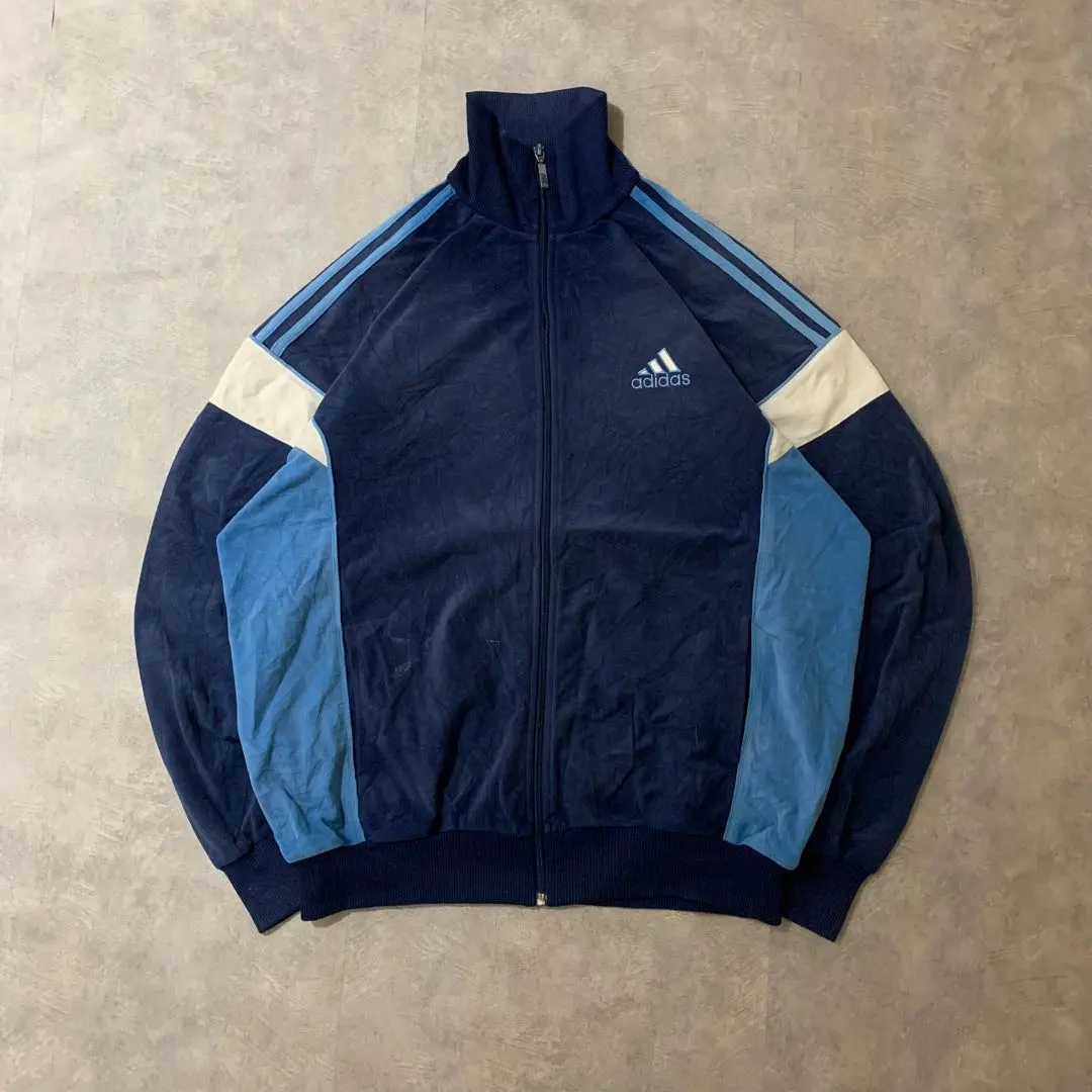 Thumbnail of 90s Vintage Adidas Velour Track Jacket Navy DB295