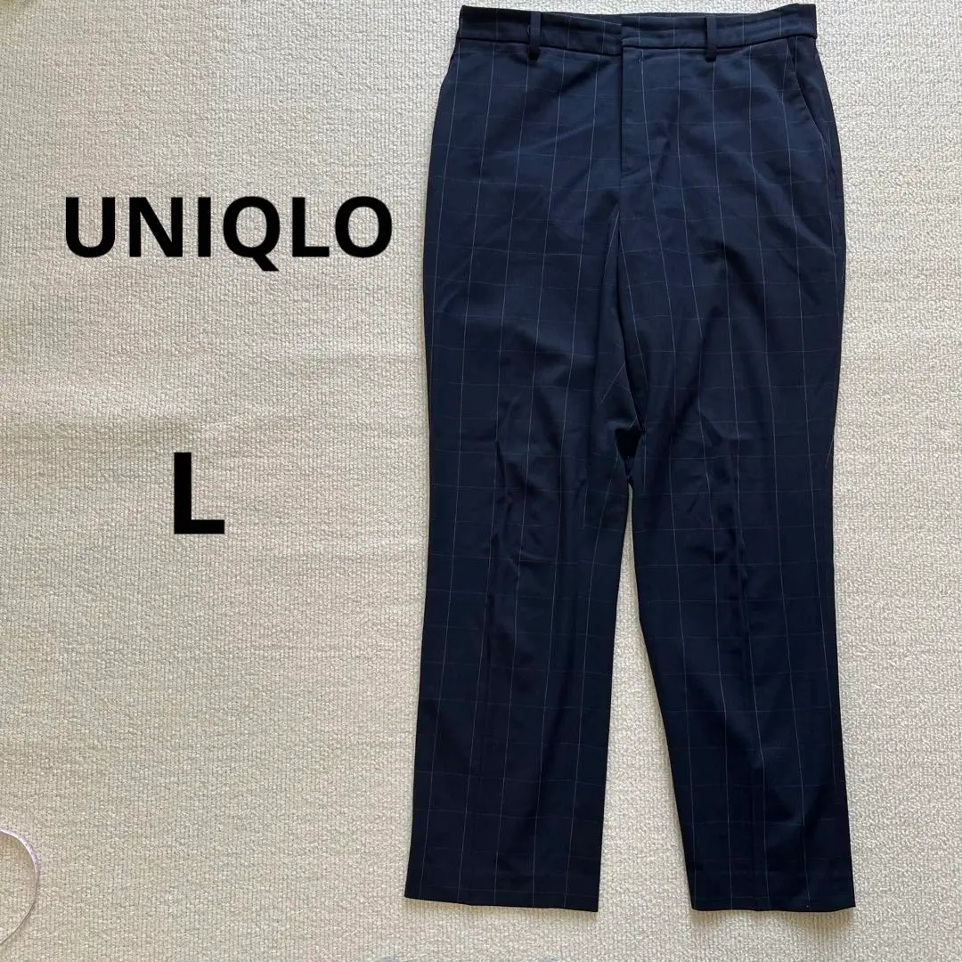 Thumbnail of Uniqlo Navy Check Slacks L Office Casual