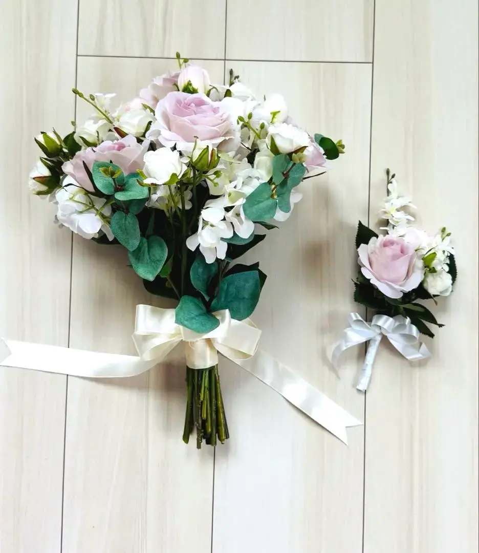 Thumbnail of Artificial Flower Bouquet and Boutonniere Set