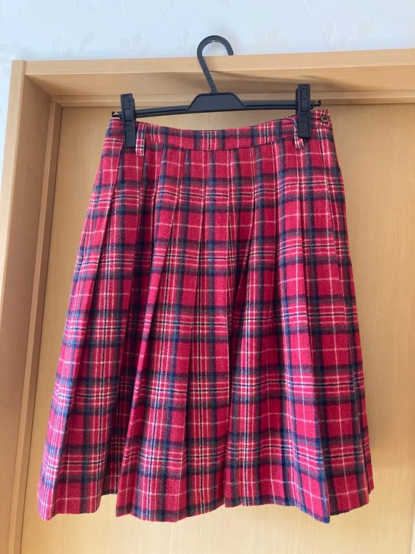 Thumbnail of PAR ICI Pleated Skirt - Red and Black Check