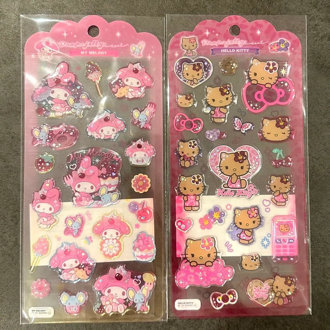 Thumbnail of Drop Jelly Stickers: Sunburn Kitty & My Melody Set - Sanrio