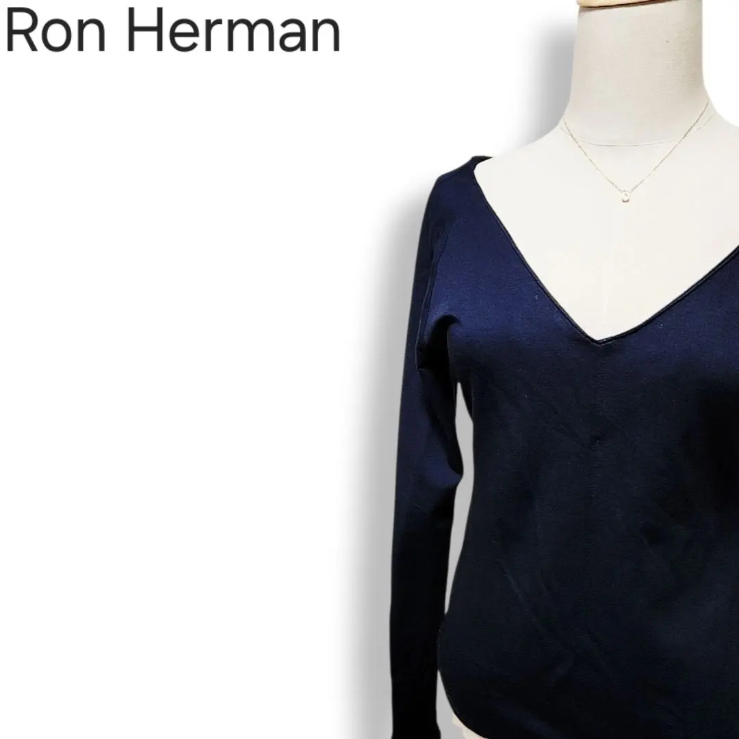 Ron Herman 深V領 彈性 長袖 針織衫 紺色 日本製 的縮圖