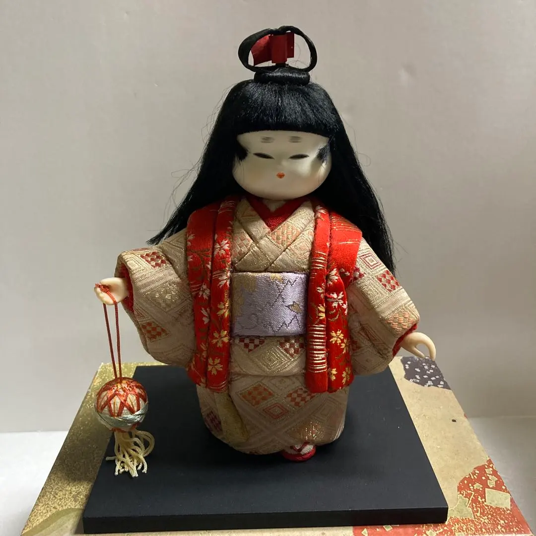 Thumbnail of Togei Housan Kimekomi Ningyo (Wooden-Jointed Doll) "Maria Asobi" (Playing with Maria) Red and Beige Kimono, Unused