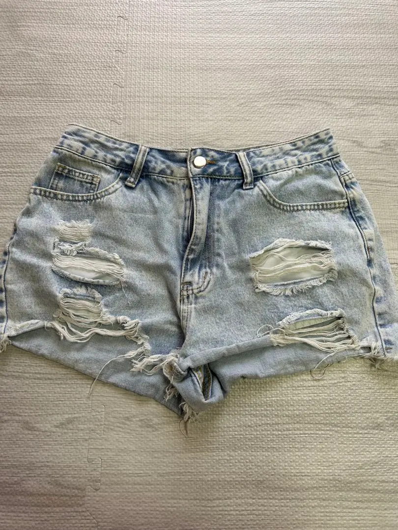 破損加工短褲 M 淺藍色 的縮圖