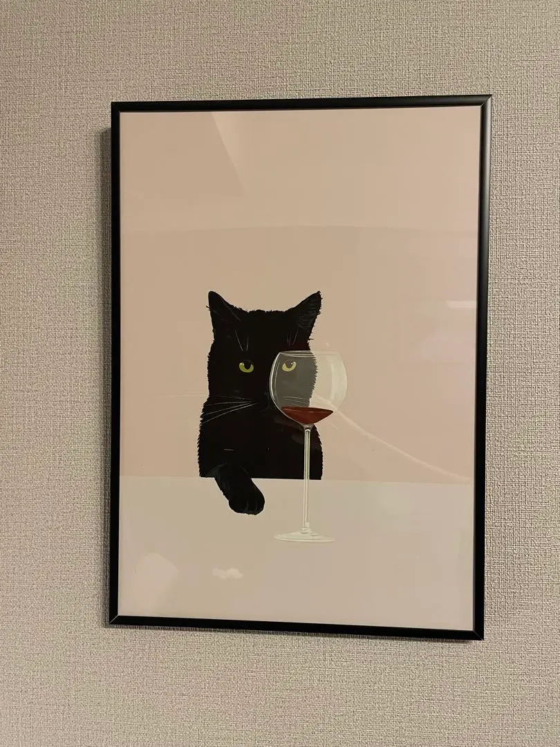 Thumbnail of 【New, Unused】Cat and Wine Interior Poster A3 Painting