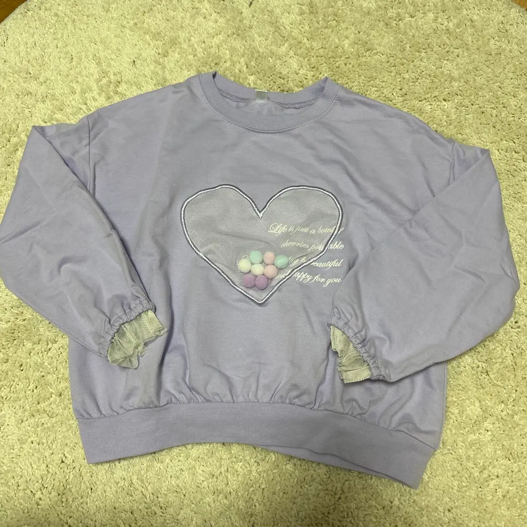 薰衣草 愛心刺繡 運動衫 100cm~ 的縮圖