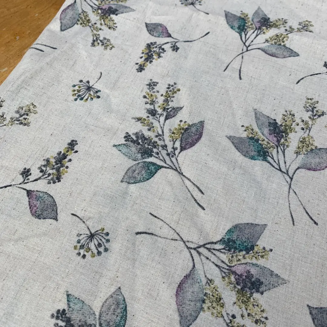 Thumbnail of Floral print, beige, cotton linen sheeting fabric, 78cm x 200cm