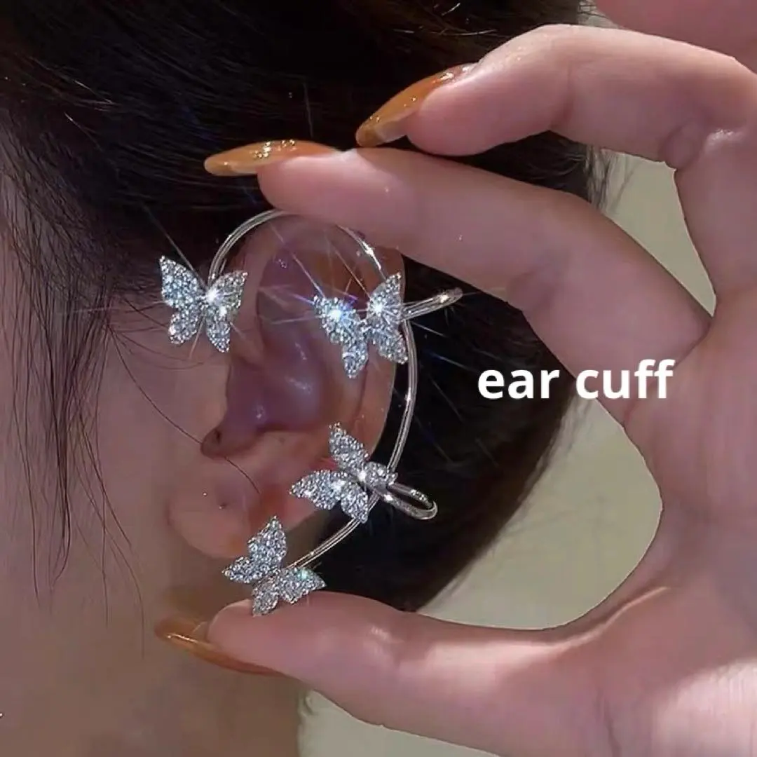 Thumbnail of Butterfly Ear Cuff Sparkling Rhinestones Large Left Ear Party Accessory