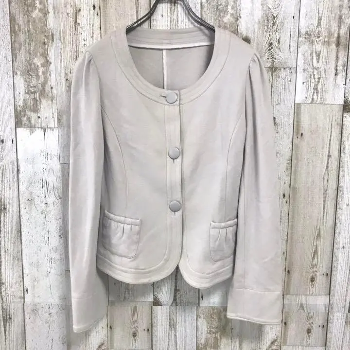 Thumbnail of GRADE Long Sleeve Collarless Jacket, Light Beige, Size 11