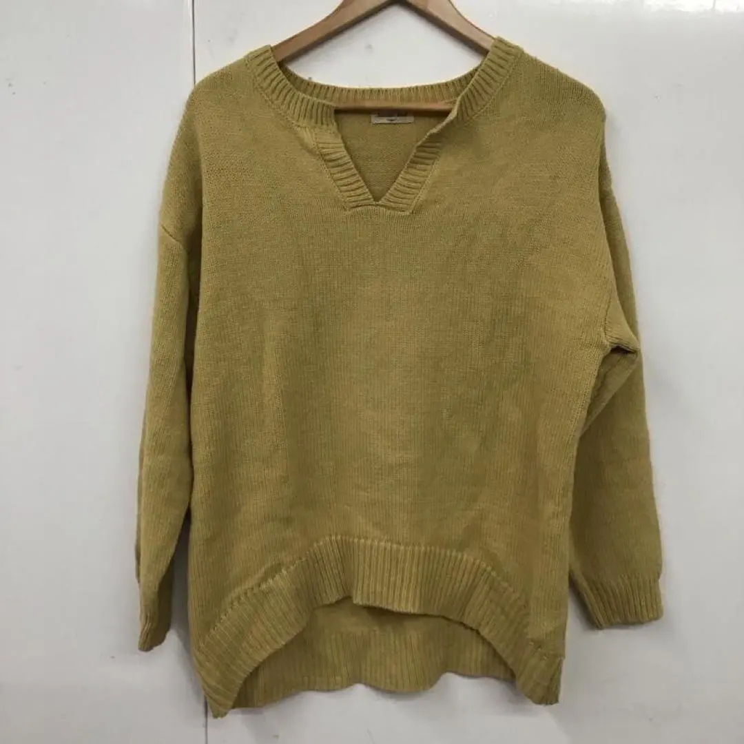 Thumbnail of Mustard V-neck knit sweater
