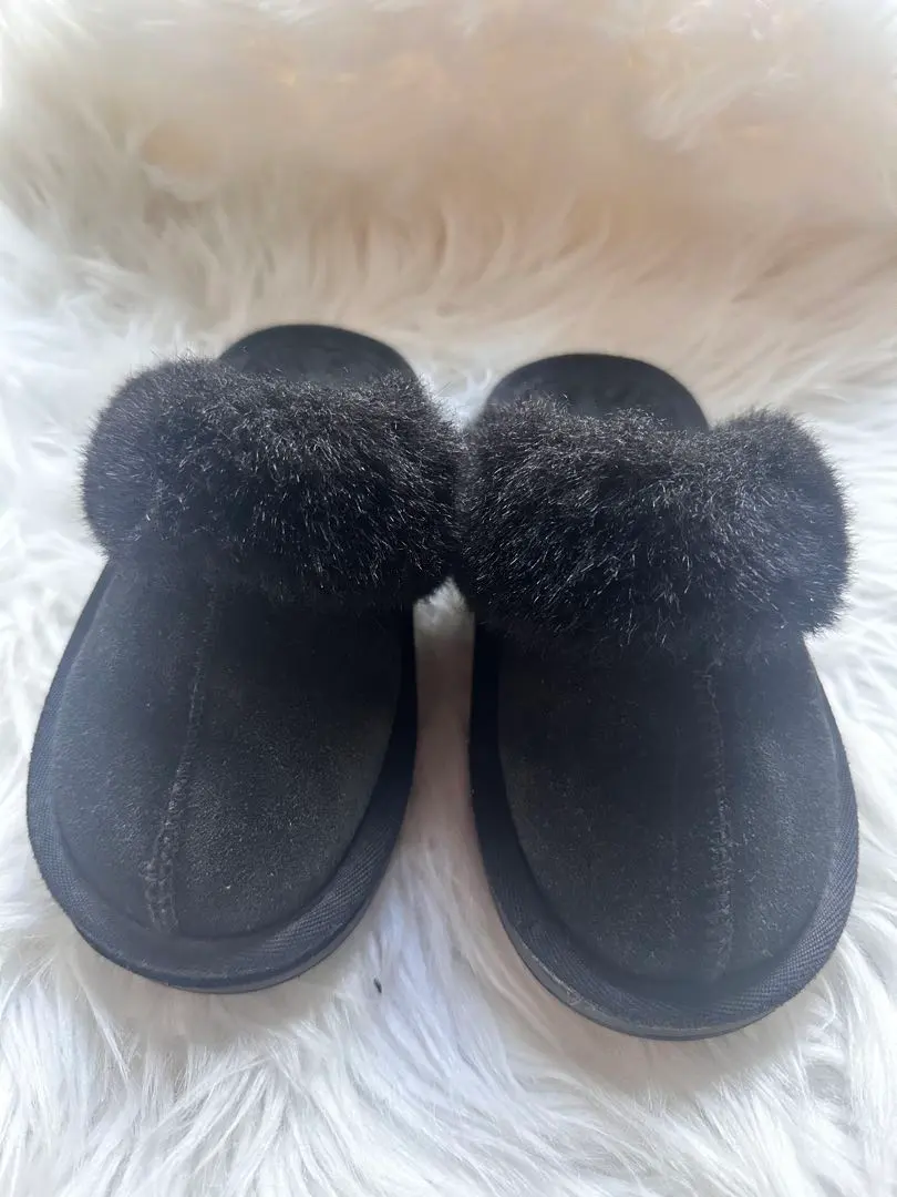 Thumbnail of Black Fur Slippers 21cm