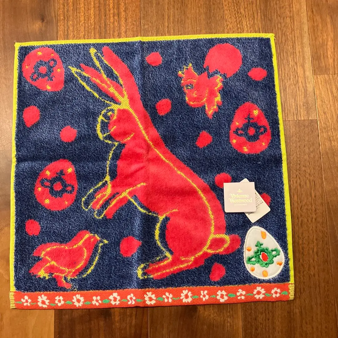 Vivienne Westwood ウサギと花　ハンカチーフ すぐ届く Vivienne Westwood PAINTING BUNNY ラージハンカチーフ