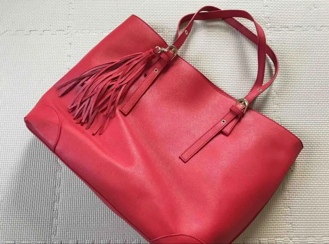 Thumbnail of ☆Red Leather Genuine Leather Tote Bag 2-way with Tassel Charm☆