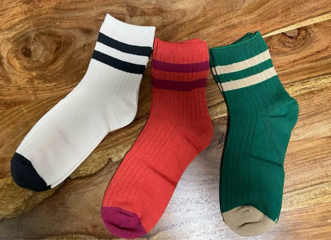 Thumbnail of New Arrival ☆ Stample Line Rib Short Socks 3-Pack A 72978