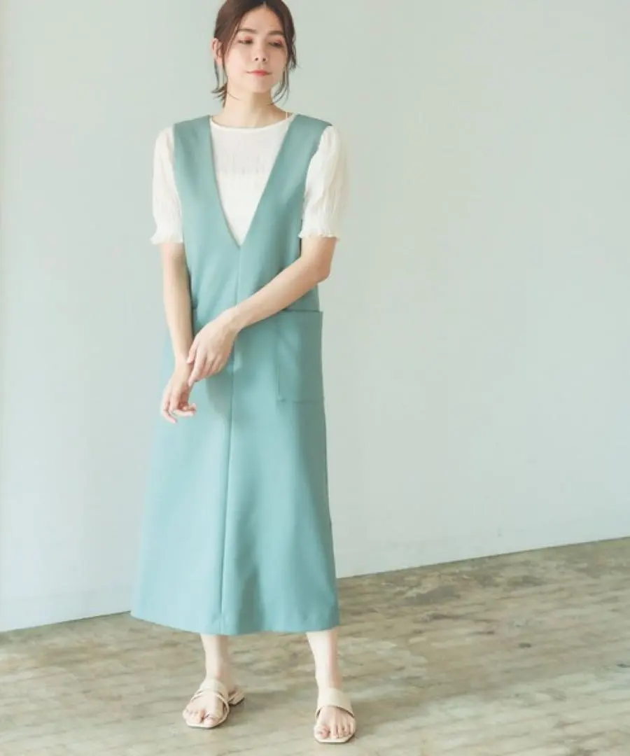 Thumbnail of Mint green V-neck sleeveless dress