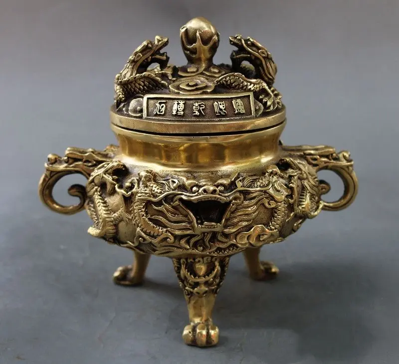 Thumbnail of Kowloon Playing with Pearl Incense Burner Copperware Stationery Tea Ceremony Utensils Heavy and Fine Craftsmanship Art Object Tea Pet Ornament