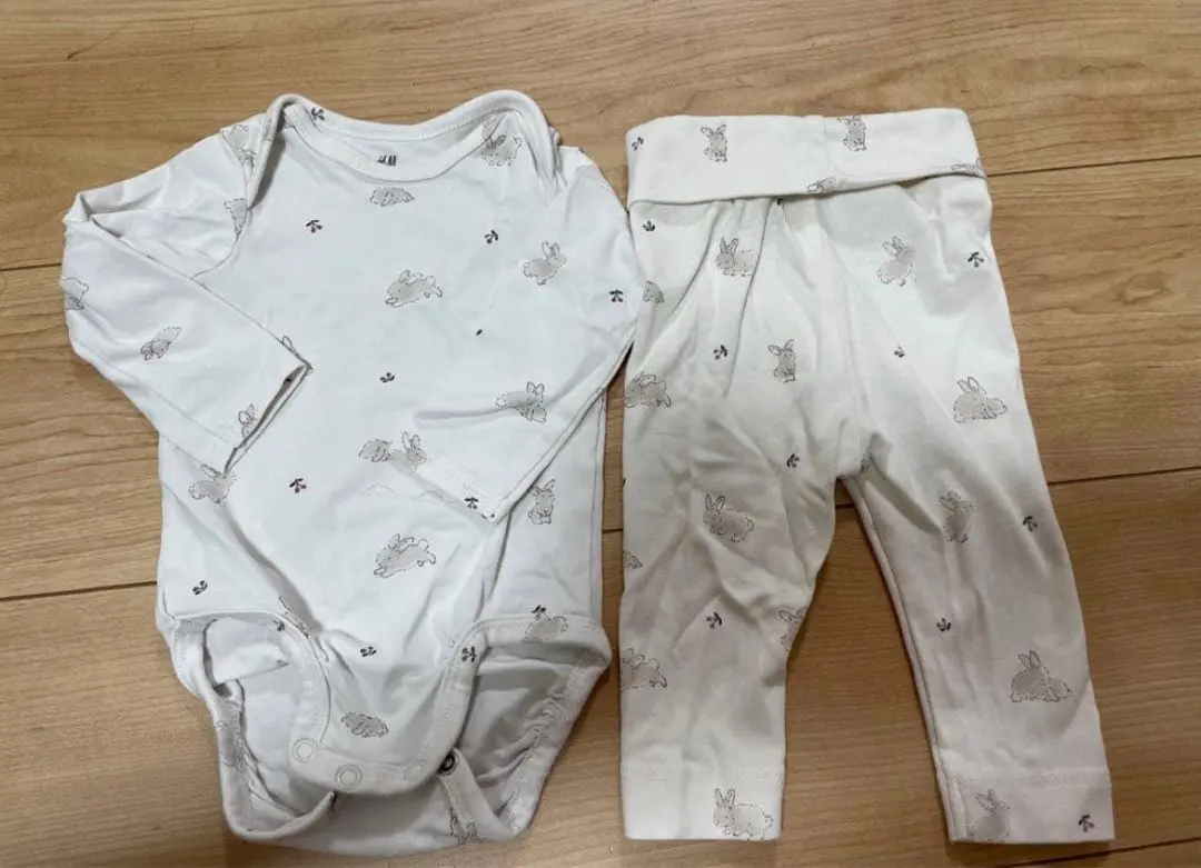 Thumbnail of H&M Organic Cotton Rabbit Pattern Romper and Pants Set
