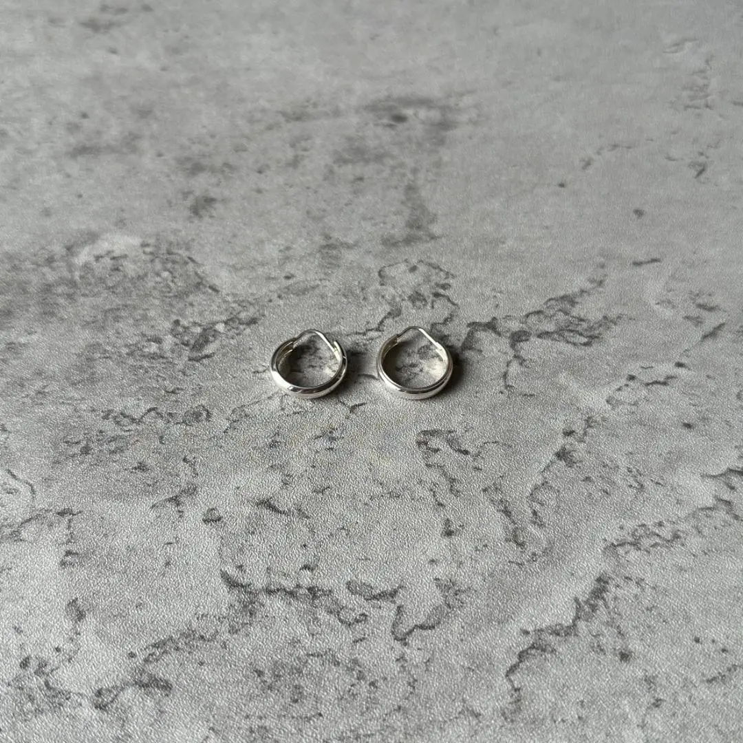 Thumbnail of Vintage Italian Hoop Earrings, Sterling Silver 925, Pair