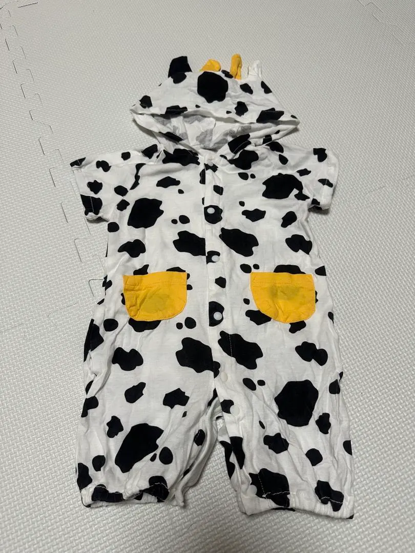 Thumbnail of Cow print romper 50-60cm with hood