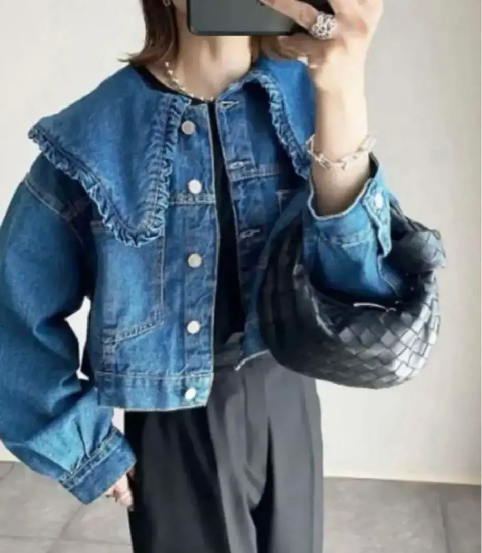ZARA ピーターパンカラーデニムジャケット ブルー L 2025年最新】ピーターパンカラー デニムジャケットの人気