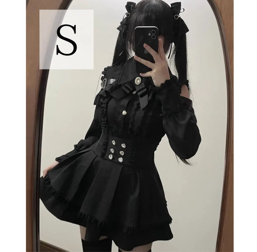 Thumbnail of S size ♡ Gothic Lolita Set Up, "Jirai-kei" "Ryousan-kei" Lolita Dress Style, Ribbon, Black