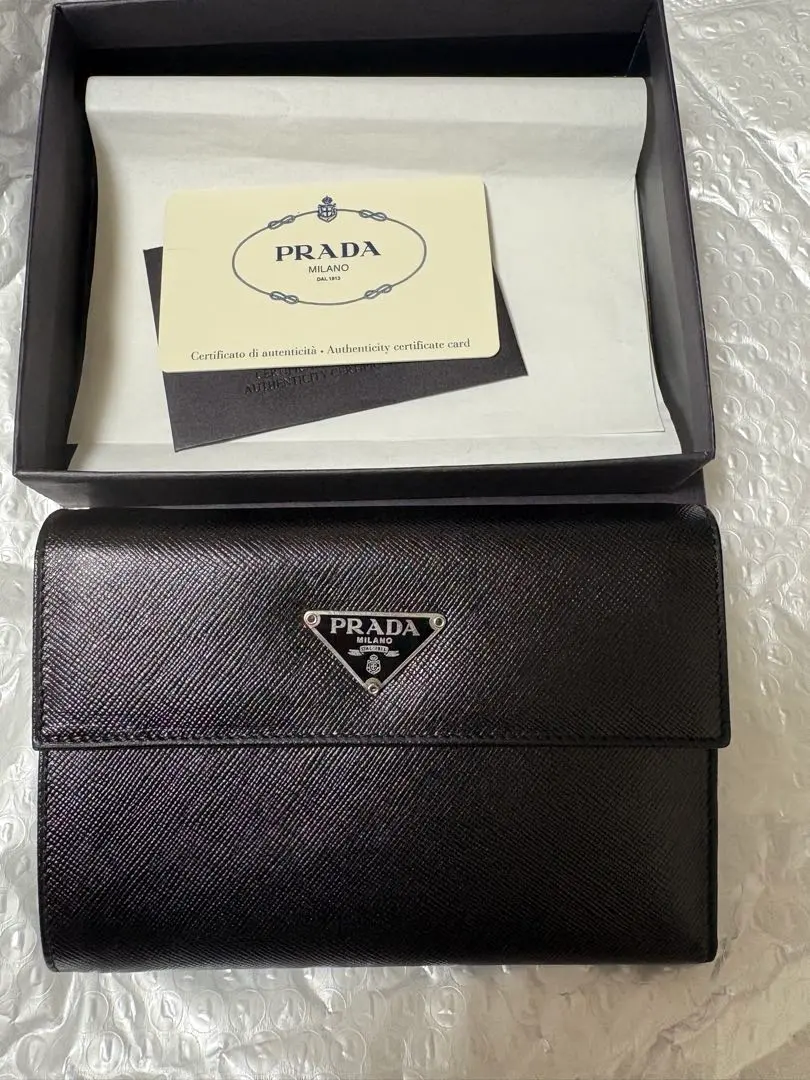 Thumbnail of 【Excellent Condition】PRADA Trifold Wallet Saffiano Black Triangle Logo