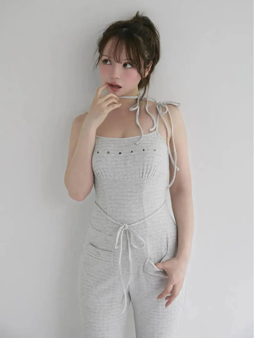ANDMARY】Heart hip denim allinone