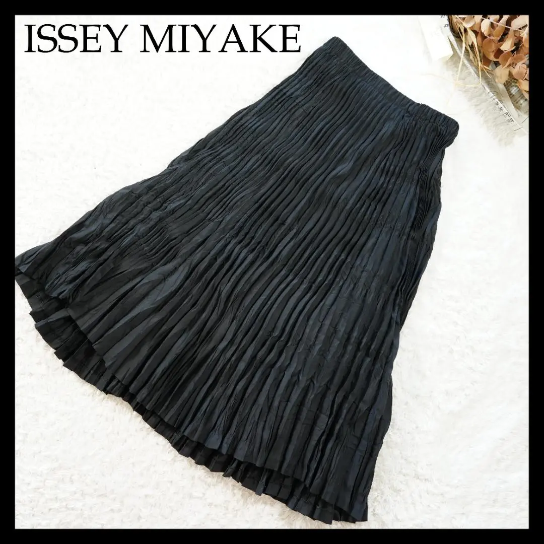 極美品✨ISSEY MIYAKE プリーツ　ロングスカート　フレア　変形　黒色 2025年最新】ISSEY MIYAKE カラー：ブラック系 プリーツスカート