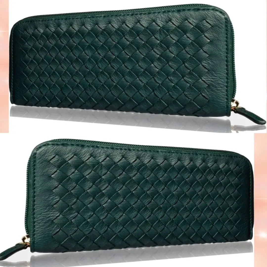 ❤散發高級感的精緻編織紋理♪❤超大容量☆長款錢包 的縮圖
