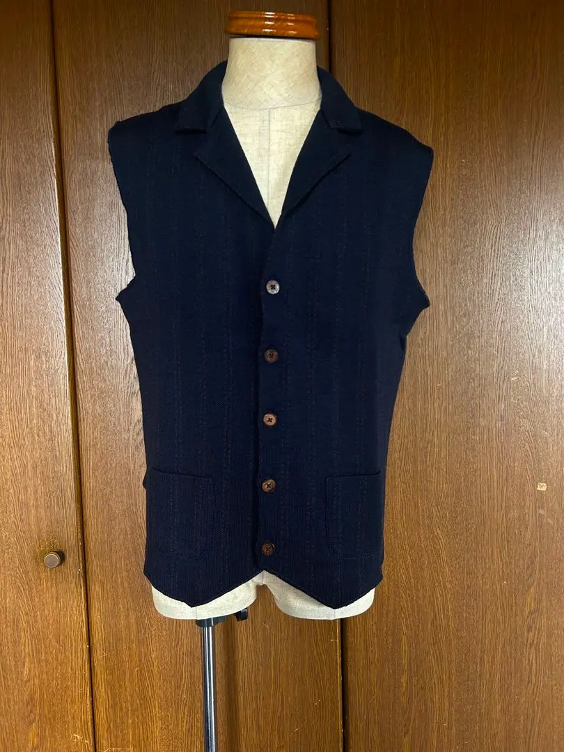 Thumbnail of ALBARENA Italian Brand Navy Striped Knit Vest