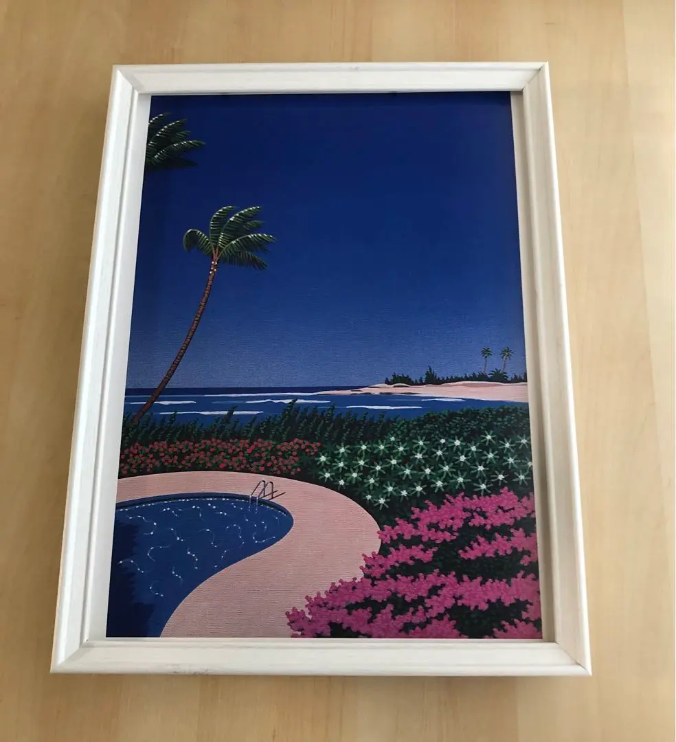PK額装品 9 永井博 ビームス イラスト A4額入り ポスター風 ロンバケ 額装品 永井博 ビームス イラスト広告 A4サイズ額入り ポスター
