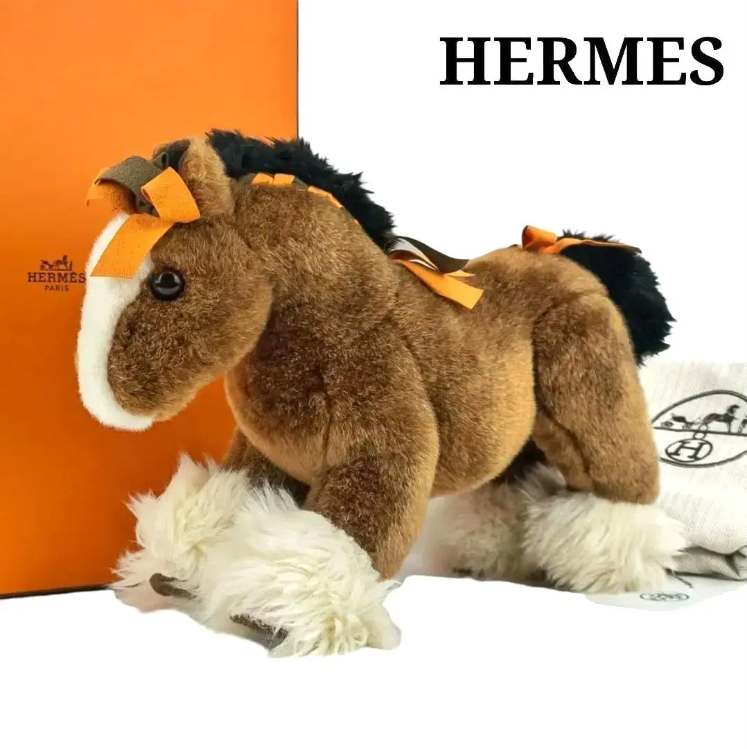 美品☆　エルメス　エルミーGM　ぬいぐるみ　ブラウン　馬　レア HERMES - 美品☆ エルメス エルミーGM ぬいぐるみ ブラウン 馬