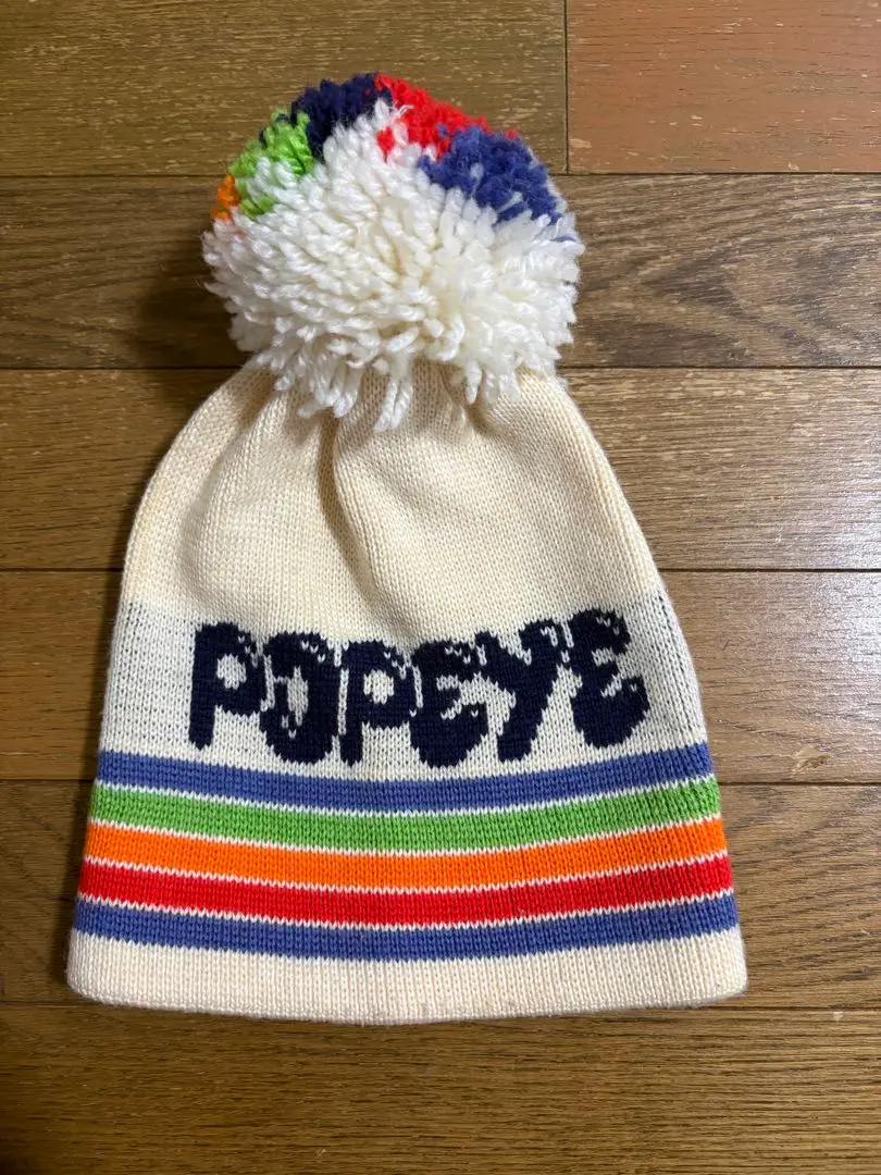 POPEYE ボンボン　ビーニー　ニット帽 ポパイ ボンボンニット帽 90s 00s アニメ Y2K CBOY 古着 - メルカリ