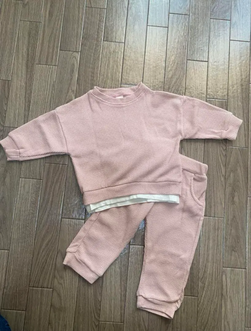 Thumbnail of Pink Waffle Knit Sweat Set