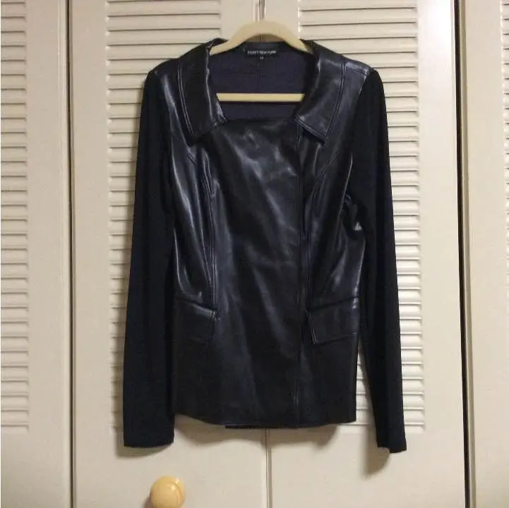 美品♡ フォクシーニューヨーク コレクション フェイクレザージャケット フォクシージャケット黒38