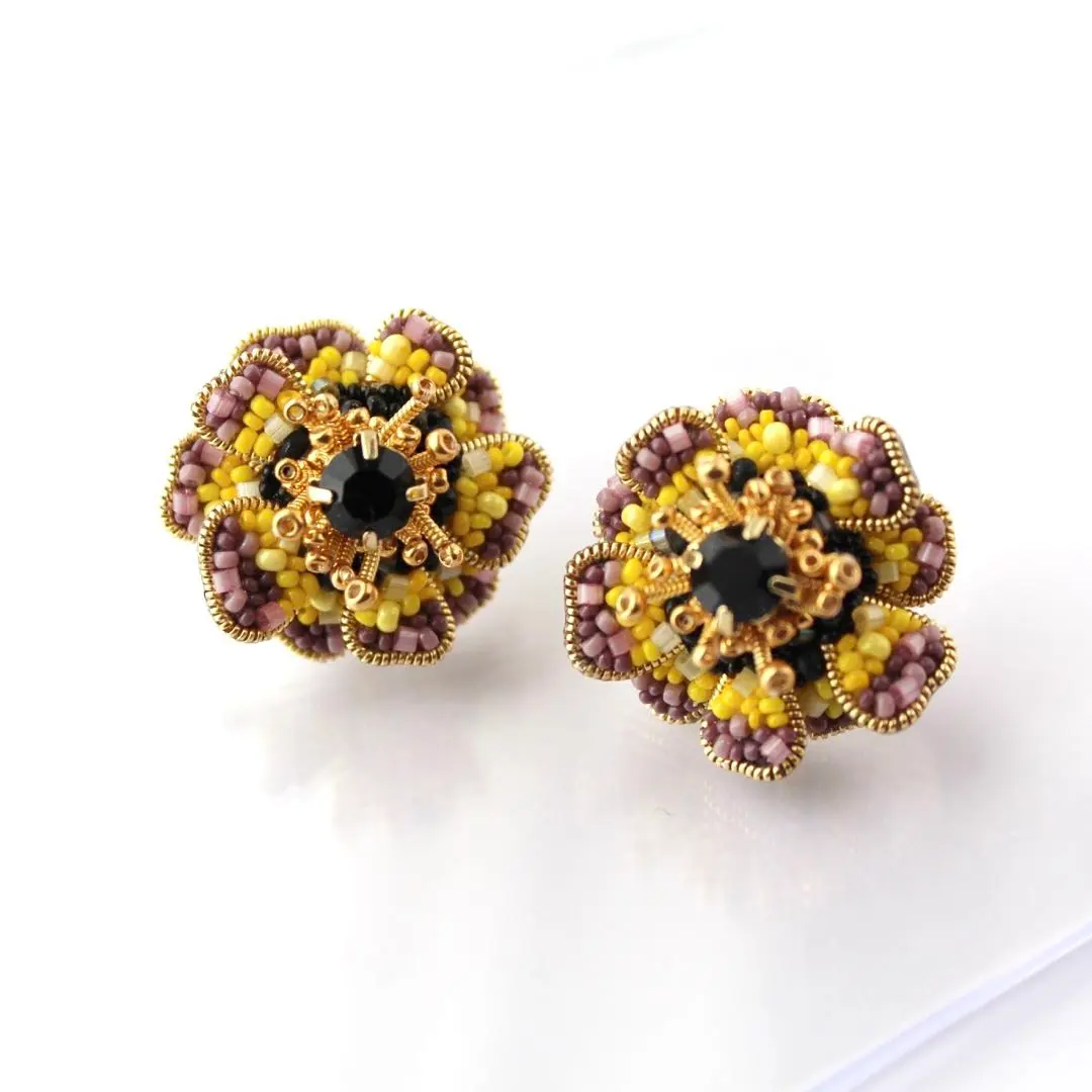 Thumbnail of Handmade beaded embroidery earrings