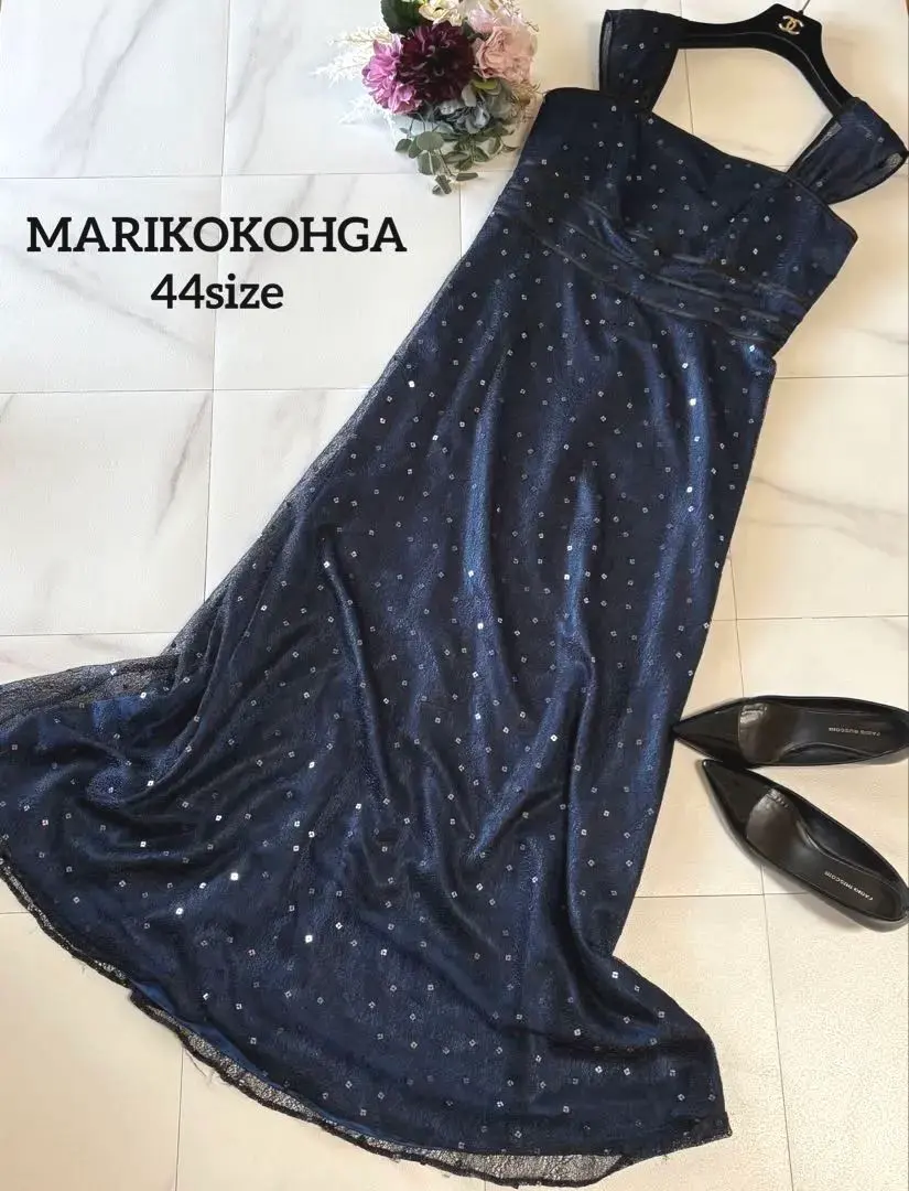 新品　マリココウガ　ラメ　ドレスワンピース　高級イタリア製生地　パーティードレス 結婚式・パーティー・オケージョンドレス】ラメチュール使い