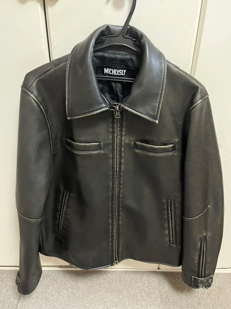 ▼24AW✨MICHISLY ミチ コラボ レザージャケット LEATHER 黒 SLY（スライ）モデル ミチとコラボレーションした「MICHIXSLY（ミチ