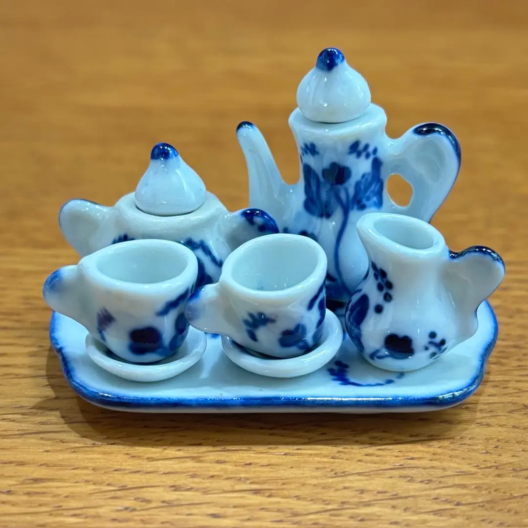 Thumbnail of Miniature 8-piece tea set, porcelain, ceramic, ornaments, interior, teacups
