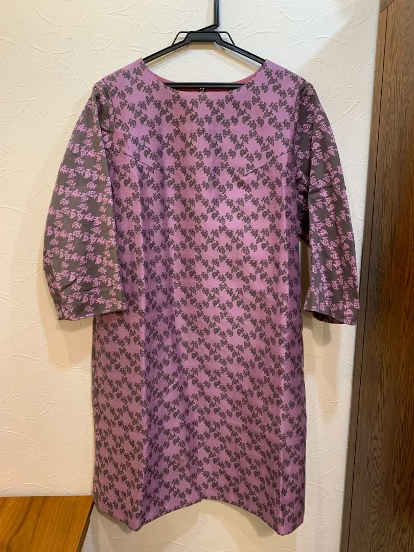 Thumbnail of G0723-30★OWL Owl Naoko Yamagishi Turtle Pattern 3/4 Sleeve Dress Purple系