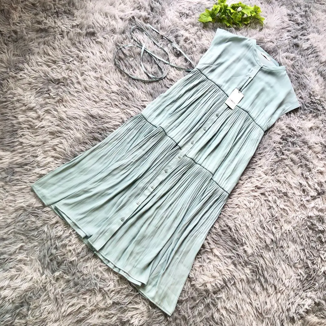 Thumbnail of COHINA [Size M Equivalent] New with Tags Pleated Dress 3-Piece Set Mint Blue