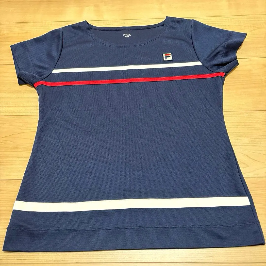 Thumbnail of Fila Tennis Wear Short Sleeve Top Navy White Red Border