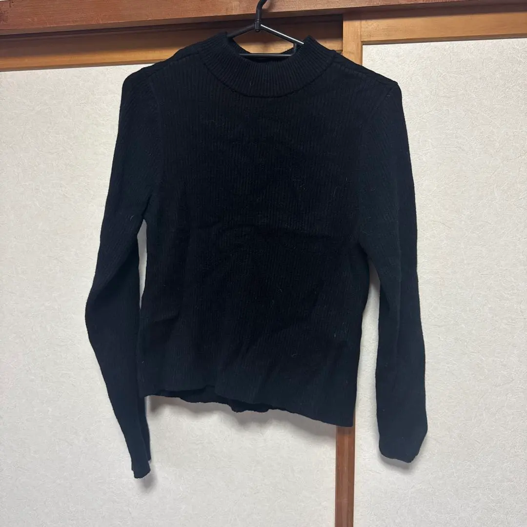 Thumbnail of NICECLAUP Ribbed Knit Black Long Sleeve Open Back