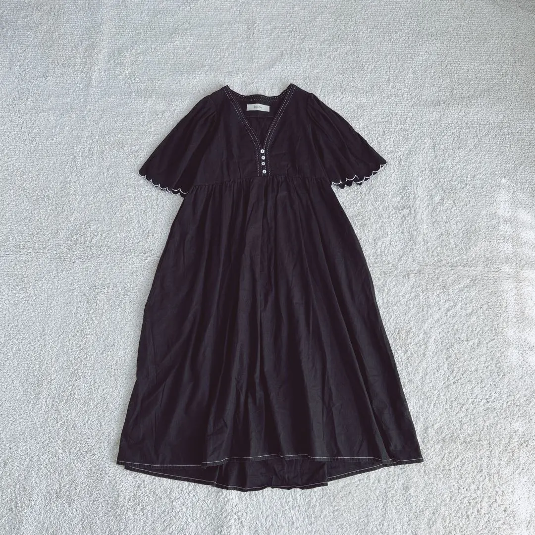 Thumbnail of SOLOV Long Dress Embroidered Flare Sleeve Linen Cotton