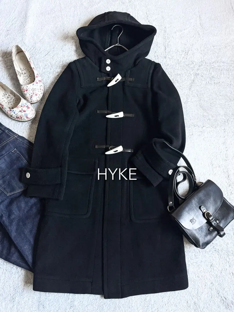 HYKE ハイク ホワイト トグル ダッフル コート 白トグル