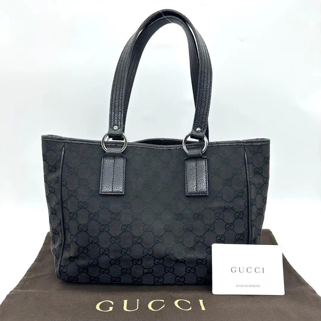 GUCCI 古馳 手提包 托特包 GG帆布 黑 黑色 的縮圖