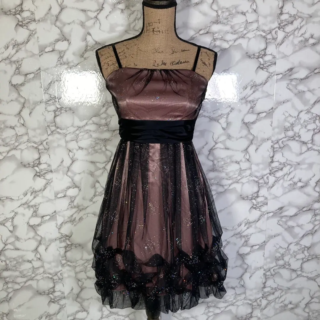 SCOT CLUB （9號） 附寶石薄紗吊帶裙 綁帶 黑 的縮圖