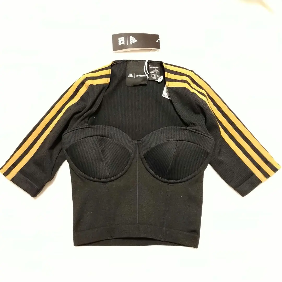 アディダス IVY PARK カップ付きベアトップ トップス ビスチェ黒 アディダス IVY PARK カップ付きベアトップ トップス ビスチェ黒